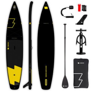 Pack Planche Stand Up Paddle Board NEON FLASH 12'6 avec planche gonflable, aileron, pagaie, pompe haute pression, sac de transport, leash de sécurité et kit de réparation