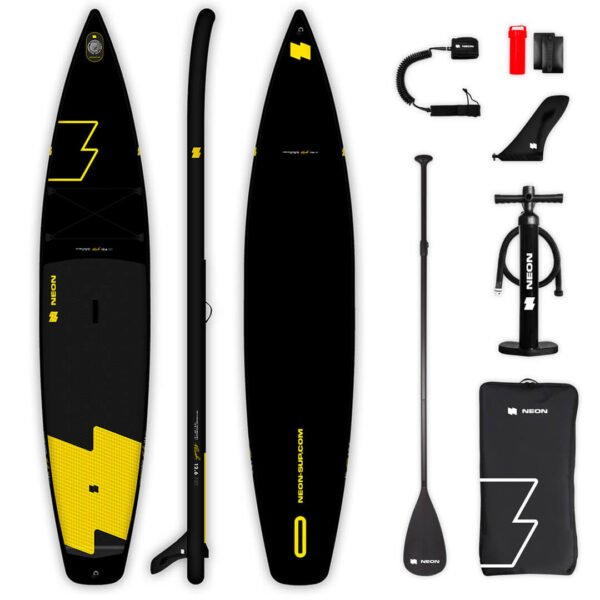 Pack Planche Stand Up Paddle Board NEON FLASH 12'6 avec planche gonflable, aileron, pagaie, pompe haute pression, sac de transport, leash de sécurité et kit de réparation